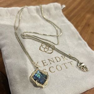 Kendra Scott Kacey Gold Long Pendant Necklace in Abalone Shell